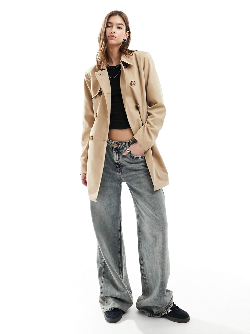 ASOS Beige Trench Coat Classic Lightweight Jacket SIZE 10